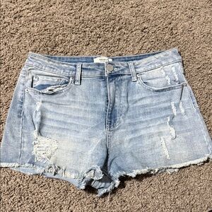 Forever 21 Light Blue Distressed Jean Shorts